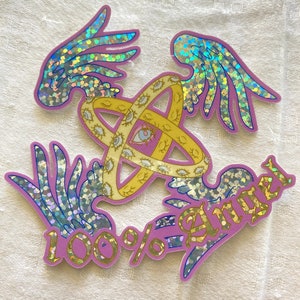 100% Angel Rainbow Holographic Glitter Sticker