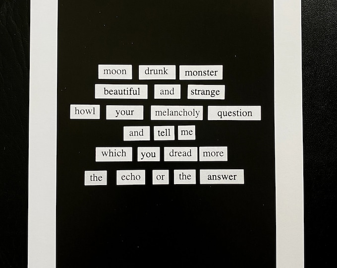 Werewolf Magnet 5"x7" Poem Print -- "Moon Drunk Monster" Poem Print
