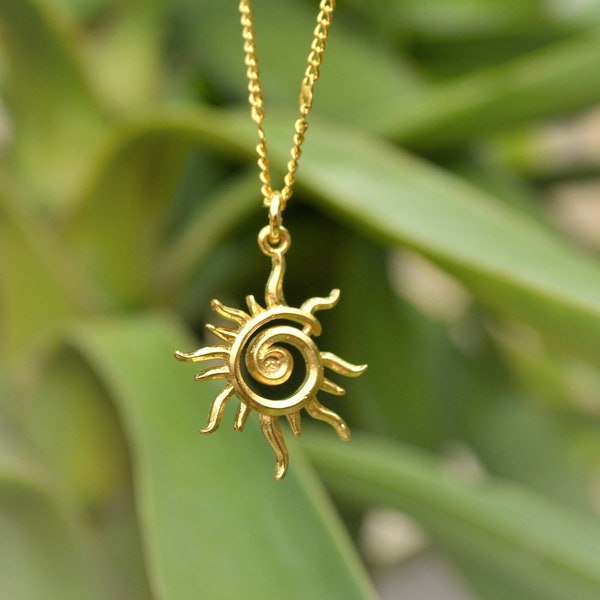 Spiral Sun Necklace for Embracing Change - Spiral Symbol for Growth Gold Colour Layering Necklace -Womens Fashion Jewelry - Gift for Her