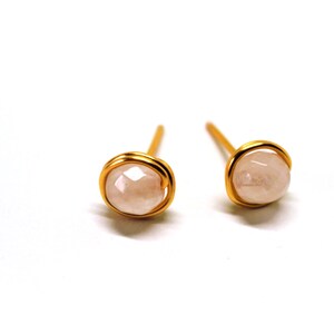 Rosenkvarts örhängen, försilvrad trådlindad ädelsten, handgjorda