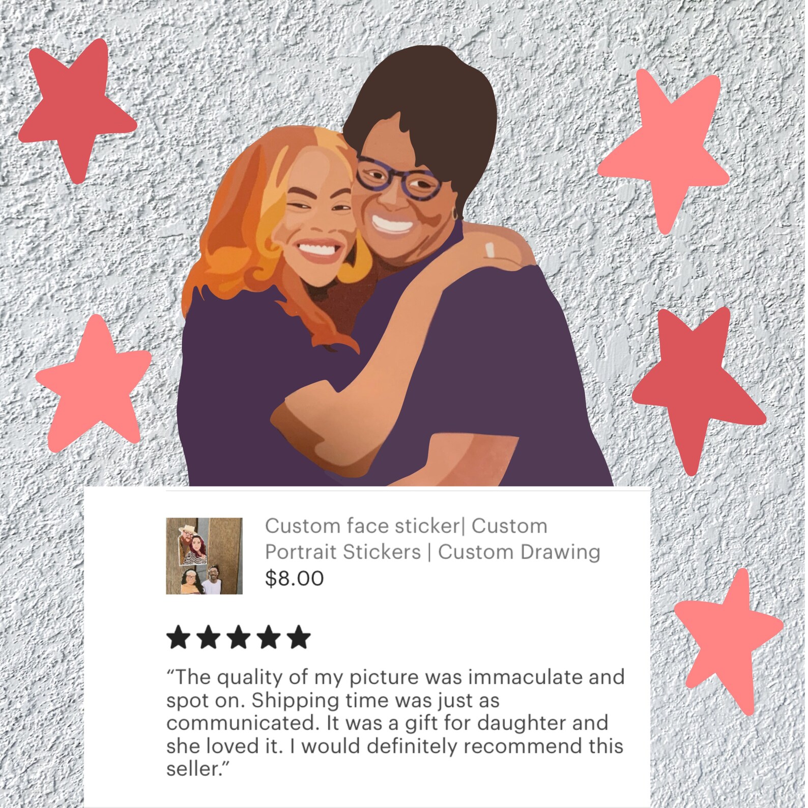 Custom Face Sticker Custom Portrait Stickers Custom Drawing Etsy