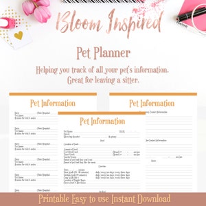 Pet Planner Printable - Dog, Cat, and More