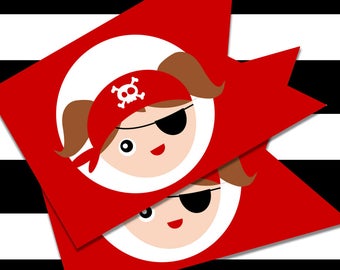 Printable Pirate Birthday Party Flags for Girls