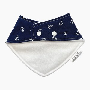 Navy Anchor Bandana Bib. Baby Bib. Dribble Bib. Absorbent Bib. Fleece Backed Bib. Handmade Baby Bib. Adjustable Poppers. Nautical Baby Bib image 3