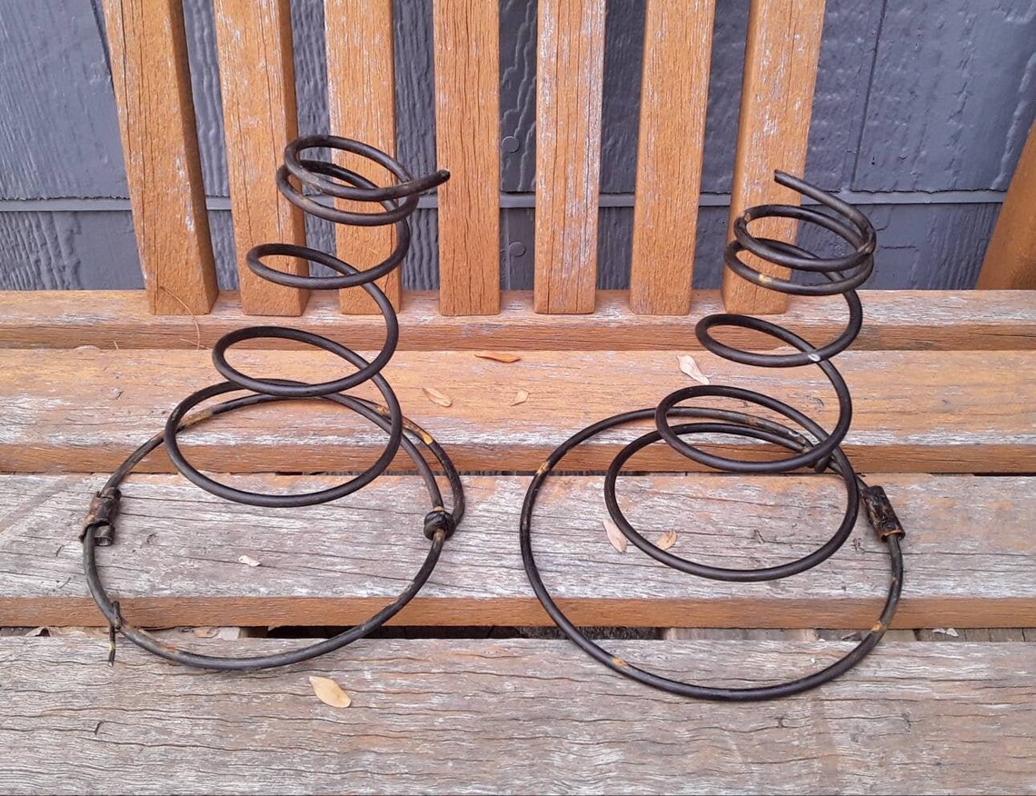 2 Rusty Bed Springs Vintage steel metal coiled mattress spring Etsy