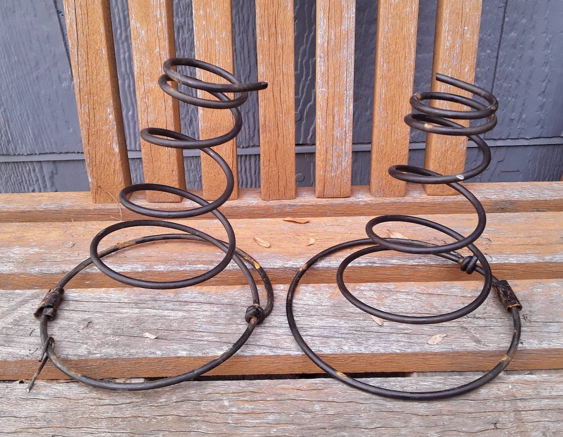 2 Rusty Bed Springs Vintage steel metal coiled mattress spring Etsy