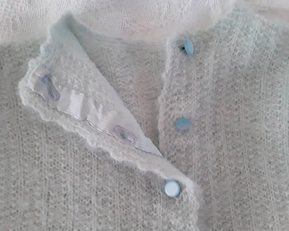 Vintage Baby Sweater Hand Knit Super Soft Mint Gr… - image 8