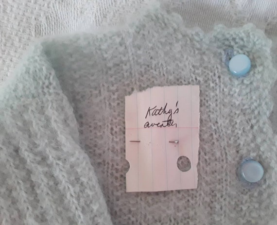 Vintage Baby Sweater Hand Knit Super Soft Mint Gr… - image 9