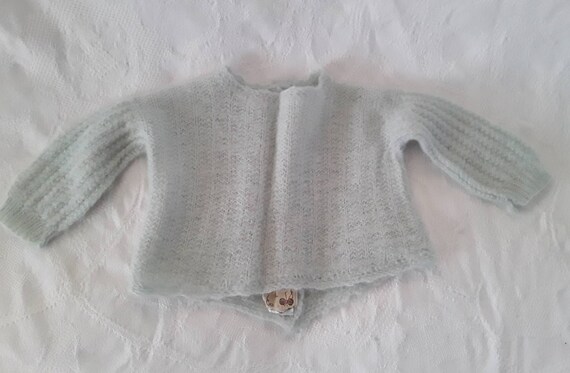 Vintage Baby Sweater Hand Knit Super Soft Mint Gr… - image 10