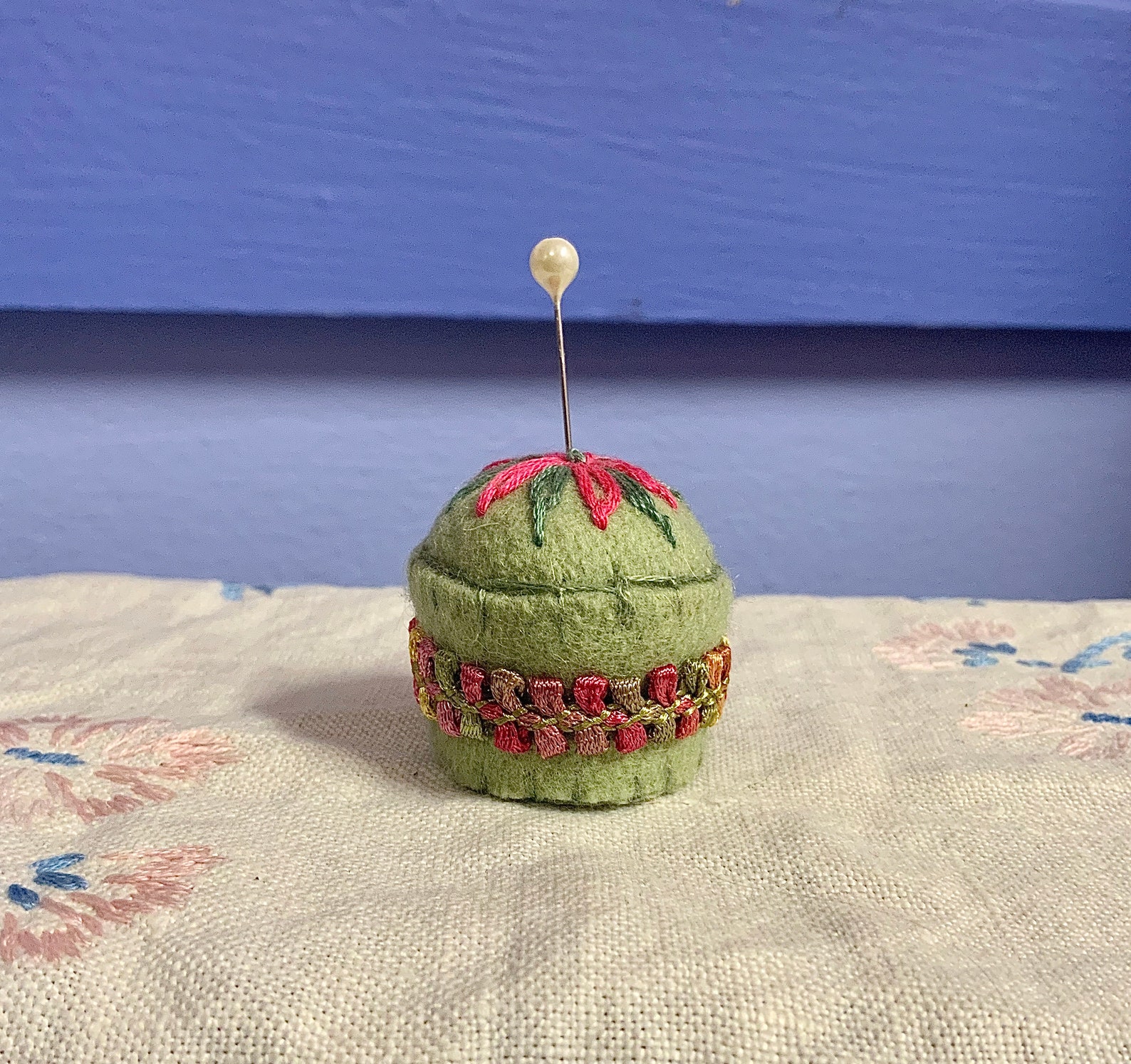 Handmade Wool Embroidered Pincushions Bottle Cap Pincushions Etsy