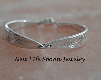 Spoon Bracelet "Morning Rose" Silver Bracelet Spoon Jewelry Antique Vintage Jewelry Wedding Gift--14