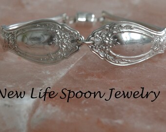 Spoon Bracelet "Sharon" Vintage Bracelet Handmade Mother's Day Valentine Gift Fork Jewelry Antique Bracelet Silverware Jewelry - 244A