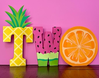 Two-tti Frutti (Tutti Frutti) WOODEN Letters - cost is for the word TWO