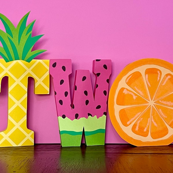 Two-tti Frutti (Tutti Frutti) WOODEN Letters - cost is for the word TWO