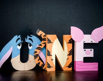 Winnie the Pooh Paper Mache Milestone Letters - cost is for the word ONE or TWO