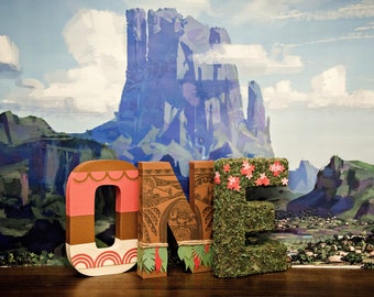 Moana Paper Mache Letters - cost is for the word ONE or TWO