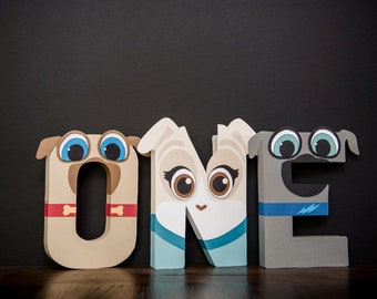 Puppy Dog Pals PAPER MACHE Milestone Letters - cost is for the word ONE