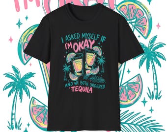 Tequila Shots T-Shirt | Retro Tropical Drinking Humor Tee