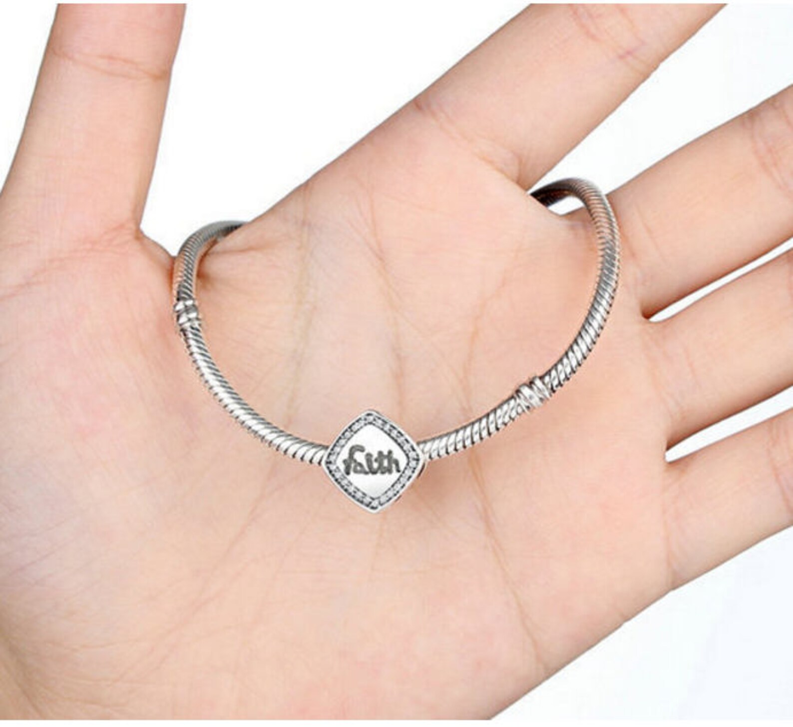 Sterling 925 silver charm faith heart bead pendant fits Etsy