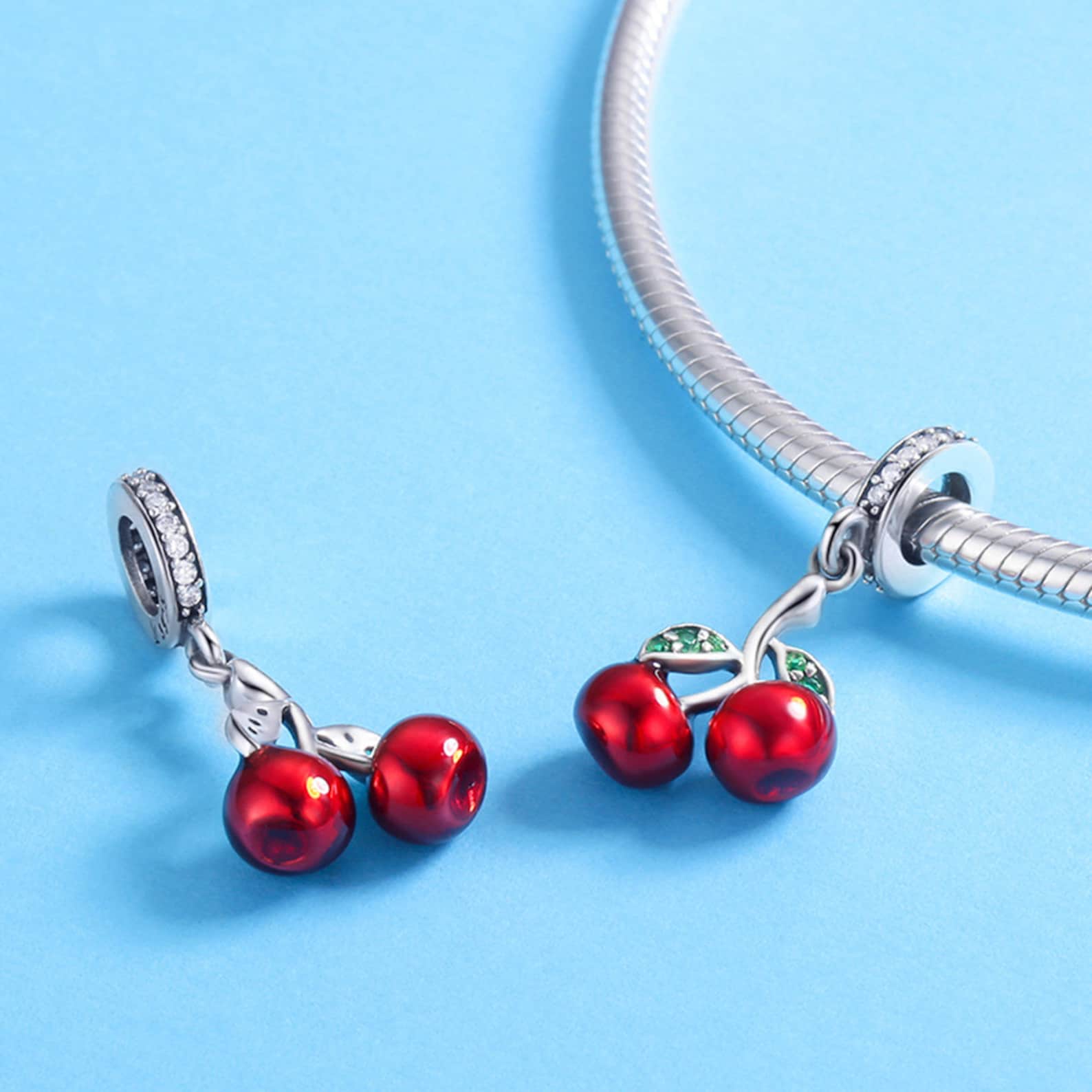 Sterling 925 Silver Charm the Cherry Pendant Fits Pandora Etsy