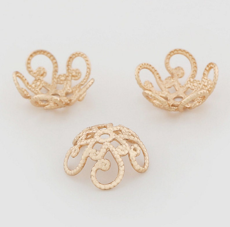 30 Pcs 14k Gold Plated Brass Caps Brass Bead Etsy