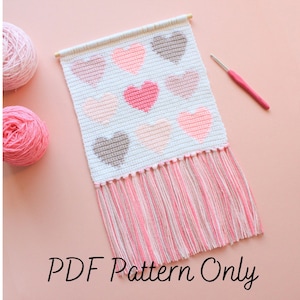 Crochet Wall Hanging Pattern | Endless Hearts | Tapestry | Intarsia | Valentine's Day Decor | Valentines | Love | Heart | Aesthetic | PDF