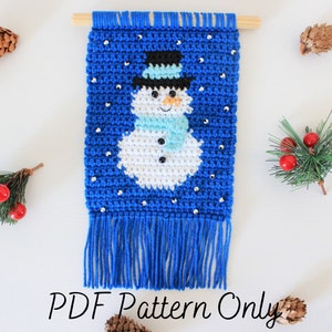 Crochet Mini Wall Hanging Pattern | Frosty Snowman Wall Hanging | Tapestry | Intarsia | Handmade Christmas Home Decor | Holiday DIY  | PDF