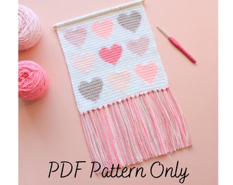 Crochet Wall Hanging Pattern | Endless Hearts | Tapestry | Intarsia | Valentine's Day Decor | Valentines | Love | Heart | Aesthetic | PDF