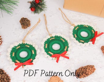 Mini Wreath Christmas Ornament Pattern | Festive Wreath | Traditional Holiday Decor | Christmas Tree Decoration | Xmas | PDF