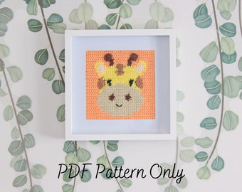 Patrón de marco de fotos a crochet / George la jirafa / Colección de decoración infantil de safari / Baby Shower de jungla / Arte de pared DIY / Decoración del hogar / PDF