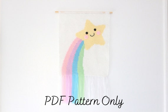 Tapestry Crochet Pattern | Rainbow Star Wall Hanging | Crochet Wall Hanging | Rainbow Star | Intarsia Pattern | Nursery Decor | Baby Shower