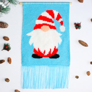 Crochet Wall Hanging Pattern Christmas Gonk Wall Hanging Pattern Tapestry Intarsia Christmas Gnome Holidays Decor Xmas PDF image 2