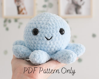 Orla the Octopus Crochet Pattern | Fluffy Amigurumi | Crochet Patterns | Chenille Yarn Plushie Pattern | DIY hobby | PDF Pattern Only