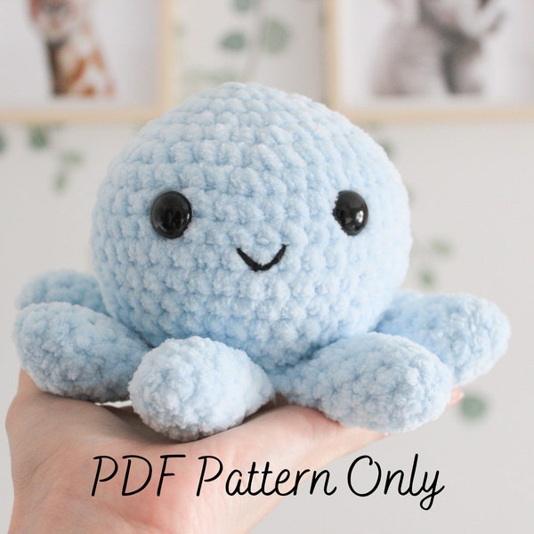 Orla the Octopus Crochet Pattern | Fluffy Amigurumi | Crochet Patterns | Chenille Yarn Plushie Pattern | DIY hobby | PDF Pattern Only