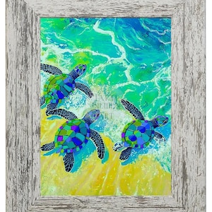 Sea Turtle Artwork/Loggerhead/Giclee 8"x10" Signed Art/ Artist Patti Siehien/Wrapped for Gift Giving/Lasting Gift/Mount to 11"x14"/Artsy Fun