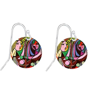 PICASSO Earrings/Woman in the Mirror/Abstract Art Earring/Sterling Silver/Picasso Art/Artist Gift/Meta/ Handmade/Great Gift/Unique/Artsy!