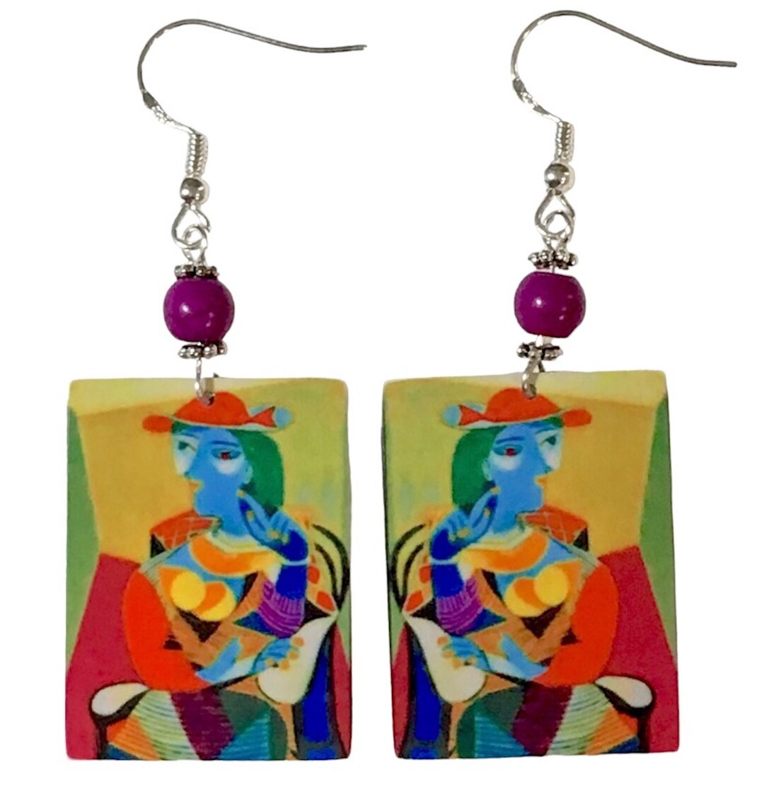 Picasso Earrings/ Picasso Jewelry/ 2 Styles/sterling Silver 925/ Abstract and Colorful/american