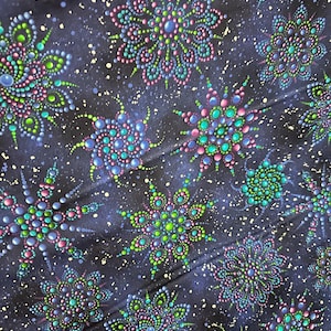 Beaded medallion dark blue 45”. Cotton fabric for quilts or curtains  gorgeous on dragonfly wings fabric line