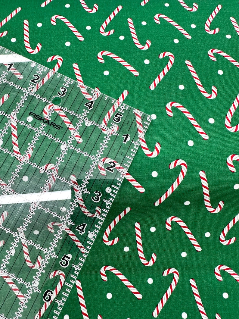 Candy Cane Ruler Jolly Candy Canes Dark Green 45”. Great for Any Kid Blanket, Pillow ...