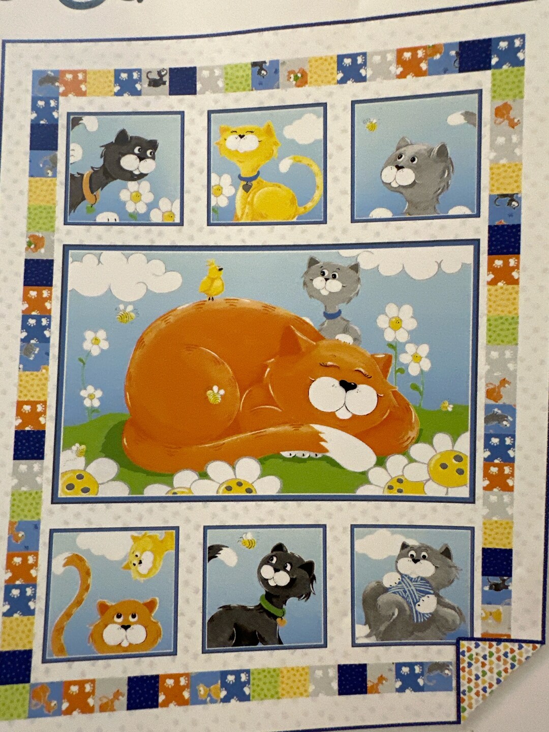 Kitty the Cat Panel 36”. Cotton Fabric Great for Kid Blankets, Kid Lab ...