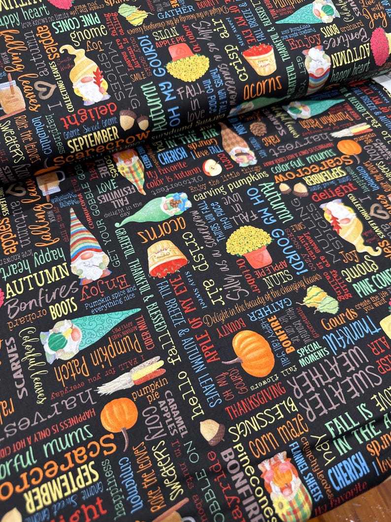 Happy Fall Black Words 45 Autumn Gnomes Great for Any Kid Blanket