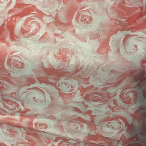 Roses in bloom pink 45”. Cotton fabric for quilts or curtains  gorgeous Western fabric!!  Roses of happiness. Roses Roses Roses