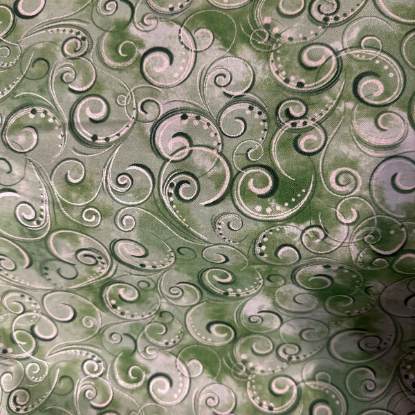 Pearl Splendor Meadow Green 45” cotton fabric.  Great for quilts table runner, curtains, aprons, lots of household projects