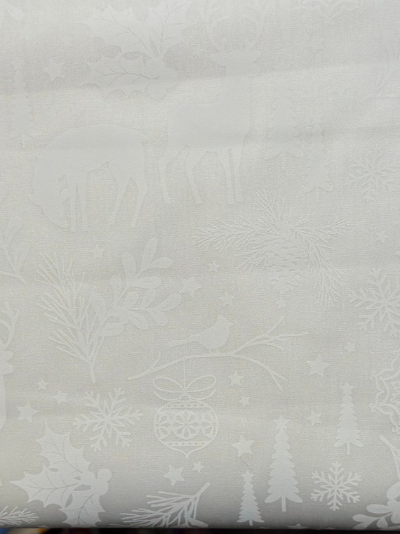 Winter Forest Holiday Snow. White on white cotton Benartex Kanvas holiday fabric   Great for all holiday quilts.  Check out whole collection