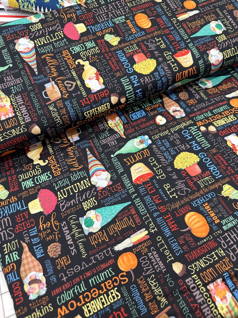Happy Fall Black Words 45 Autumn Gnomes Great for Any Kid Blanket