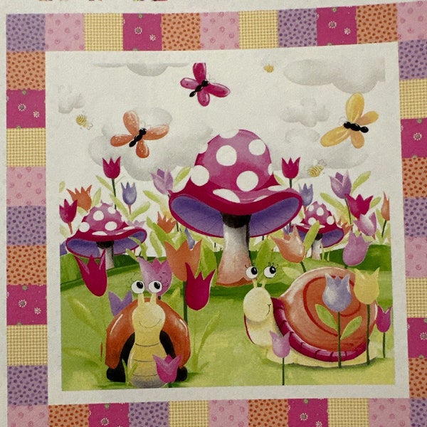 Sloane the snail panel”. Cotton fabric great for kid blankets, kid lab quilts, and a gift for somebody special.