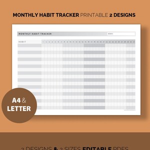 Monthly HABIT TRACKER Printable. Black White List Tracking. Routine ...