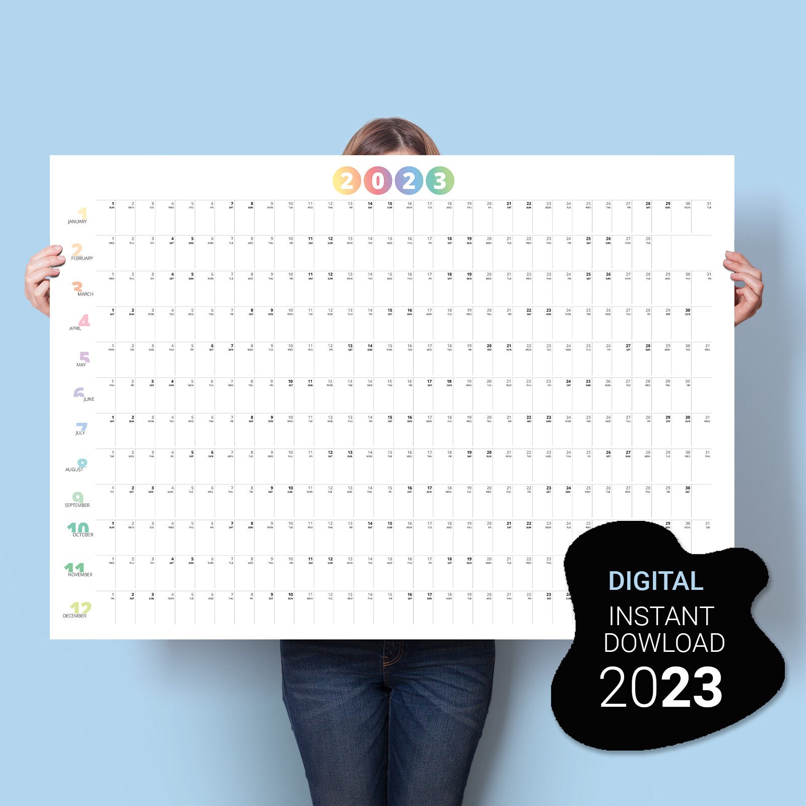 2023 Wall Calendar. PRINTABLE Wall Planner 2023. Family - Etsy