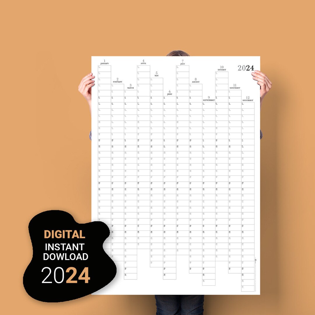 2024 Wall Planner. PRINTABLE Calendar 2024. Large Calendar. Etsy