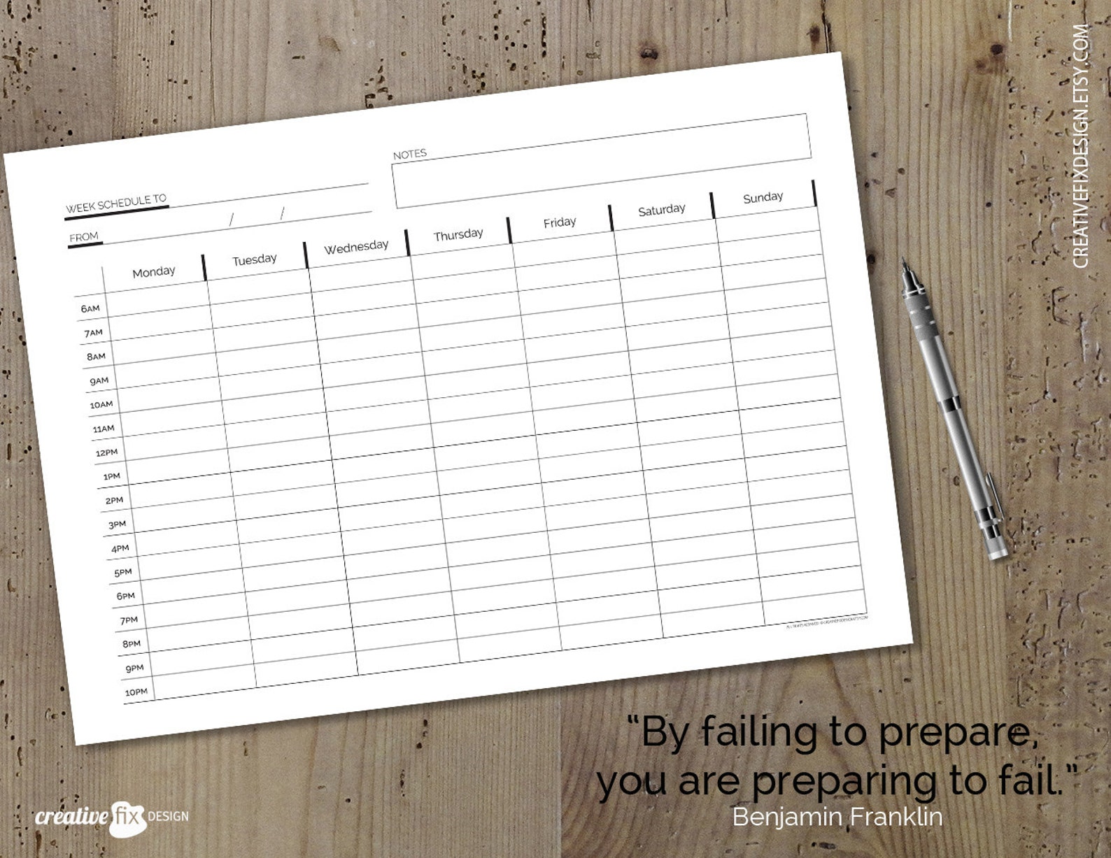 Weekly Planner Printable. Weekly Schedule 6am 10pm. Hourly | Etsy